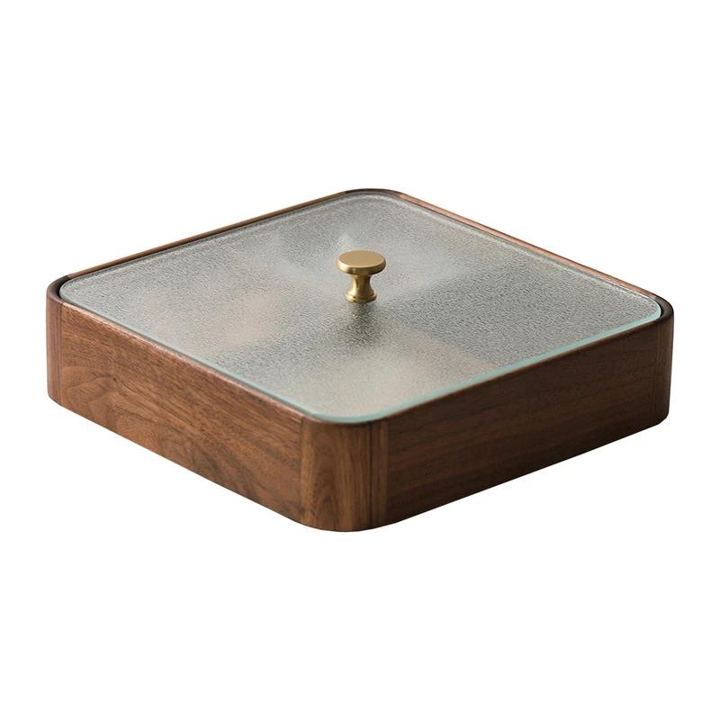 1PCS Wood Snack Box Divided Grid Dried Fruit Tray Vintage Ornament For Home Living Room Candy Nut Melon Seeds Storage Box
