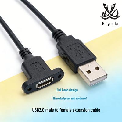 USB 2.0 Stecker auf Buchse Rückwand-Verlängerungskabel mit Befestigungslaschen