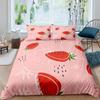 Strawberry Duvet Cover Full Size Comforter Cover Cute Strawberry Pattern Pink Decor Bedding Set for Kids Boys Girls Adults 3Pcs