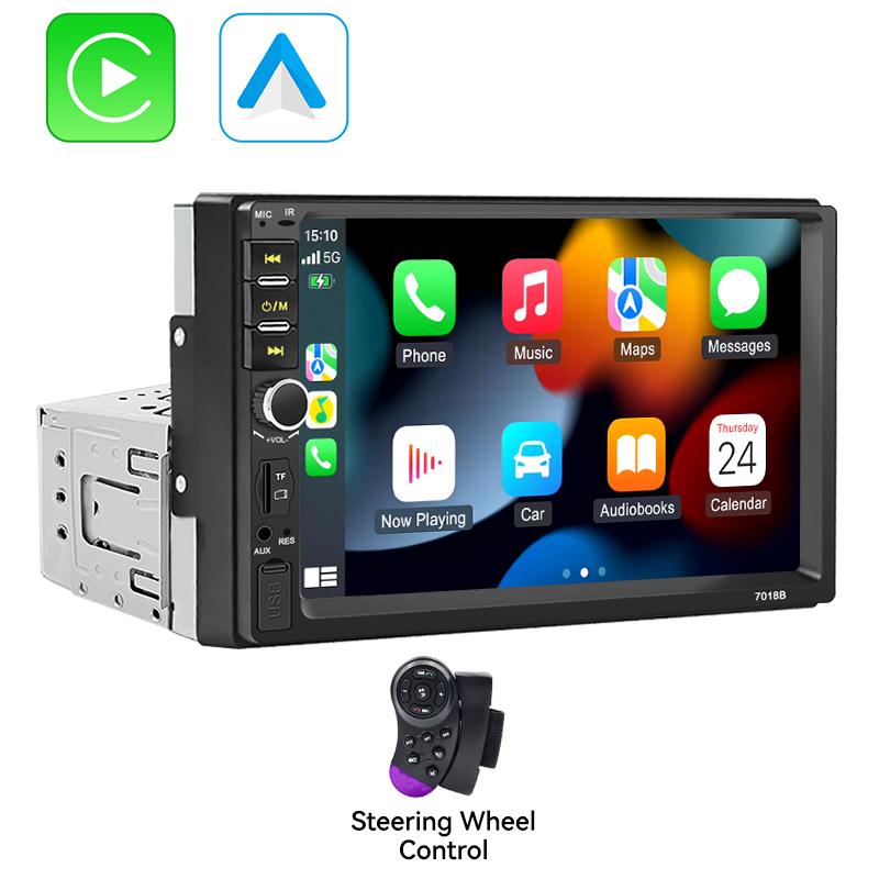 AHOUDY 7" 1 DIN CarPlay Android Auto Universal Auto Stereo Radio Touchscreen MirrorLink Reversing Camera BT