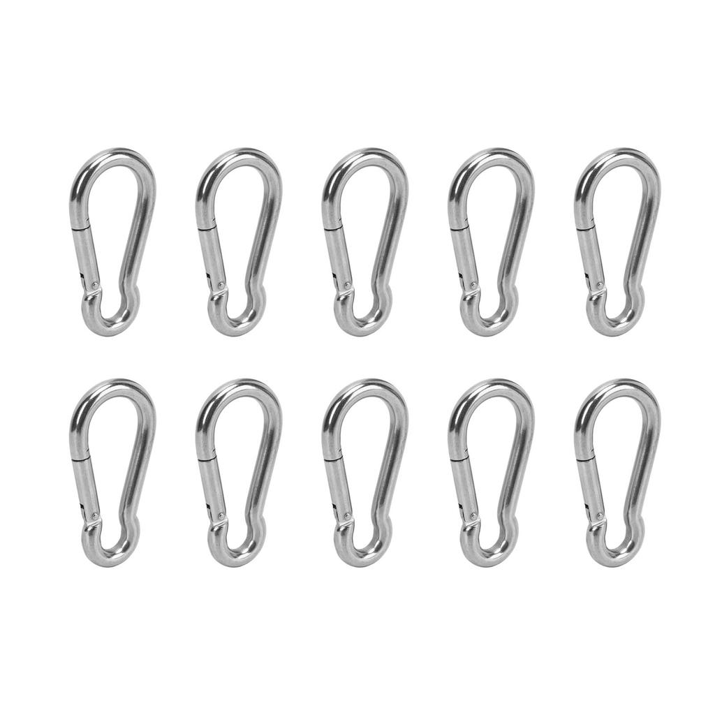 10Pcs Carabiner Clip Spring Snap Hook Stainless Steel Safety Buckle Lock for Hiking