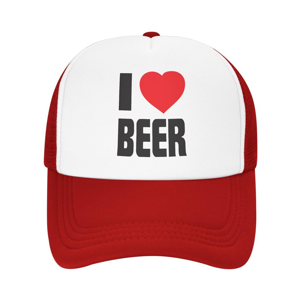 I Love Beer Trucker Hat Breathable Mesh Baseball Cap Casual Adjustable Summer Unisex Adult Headwear