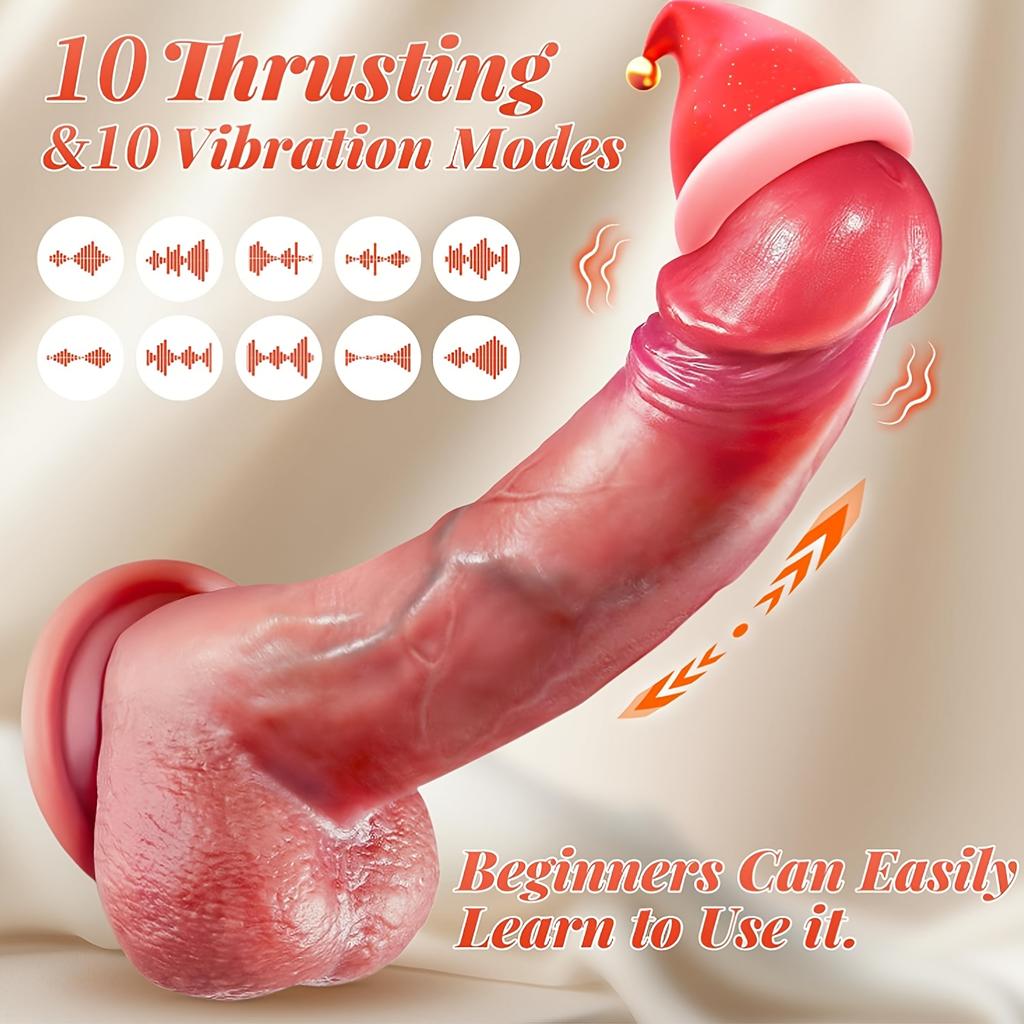 42°C Heating Sex Toy,Thrusting Dildo Vibrator With Powerful Suction Cup,10 Thrusting & Vibrating Modes For G-Spot Anal Vagina Stimulation,Women