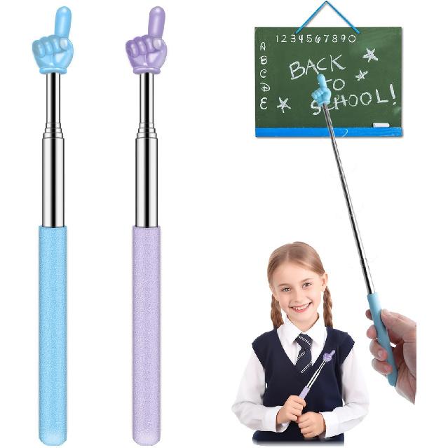 Retractable Teacher Pointer for Classroom Kids Reading, Dumero Extendable Finger Pointer Stick, School Collapsible Telescoping Long Hand Pointing