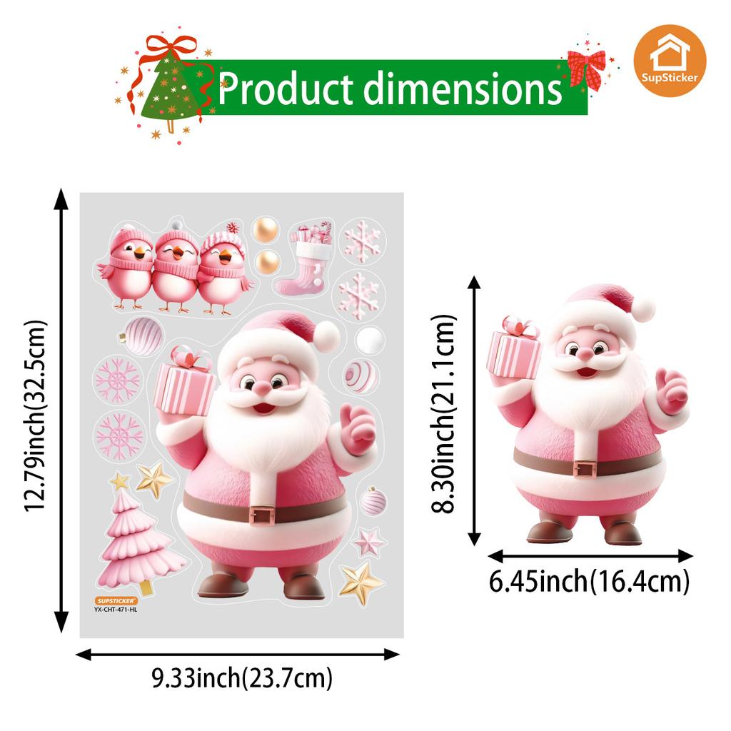 Christmas Self-Adhesive Glass Sticker Window Sticker Style Santa Decoration