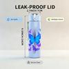 1PC Purple Butterfly Colorful Wings 750ml Color Plastic Sports Water Bottle Leakproof Flip Straw Lid Suitable for Sports Office Home Use