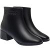 Square Head Short Boots Women's Spring and Autumn Single Boots, New Martin Boots Autumn and Winter Soft Leather Velvet Boots Professional Women's Boot