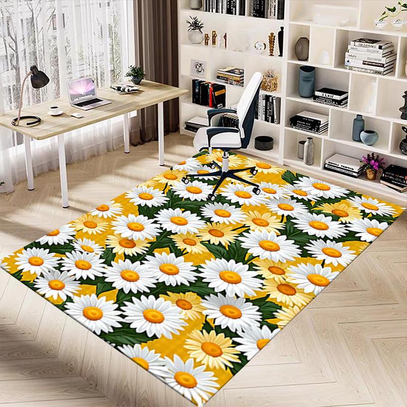 1PC Daisies Flowers Extra Large Non Slip Floor carpet, Office, family, bedroom, Studio Large Area Rug Indoor Rugs, Vibrant Colors