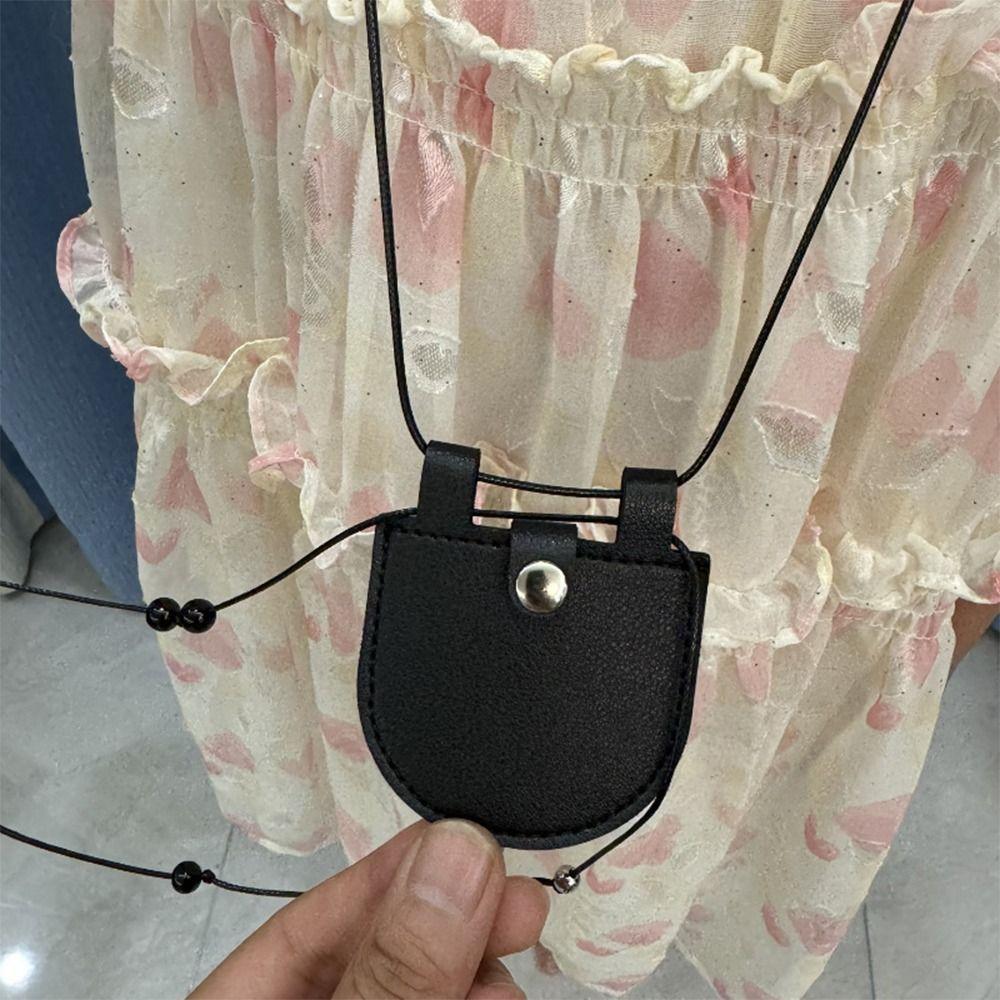 PU Suede Bag Necklace Adjustable Chain Wearing Key Bag Necklace Creative Gift Mini Necklace