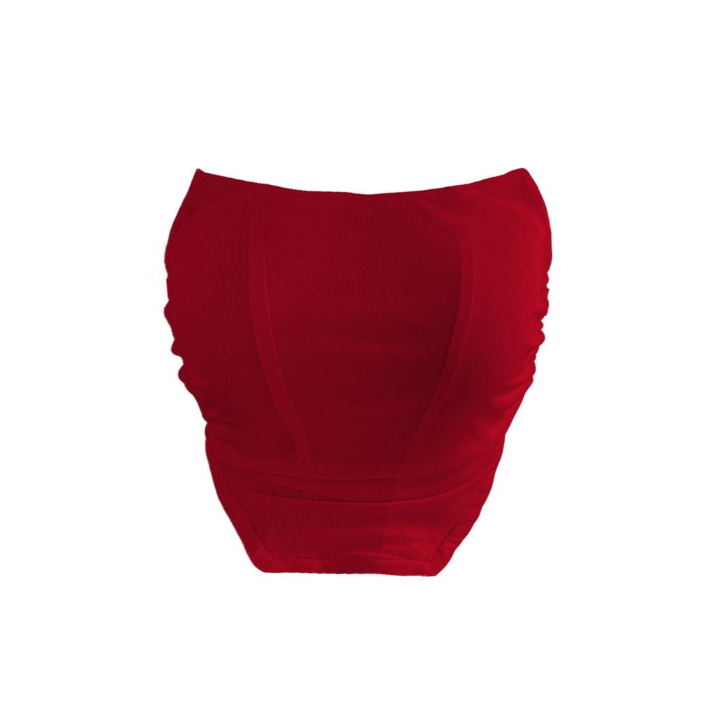 European and American Women's Clothing Sexy Backless Retro Tube Top Short Strapless Sleeveless Outer Bottom Vest
