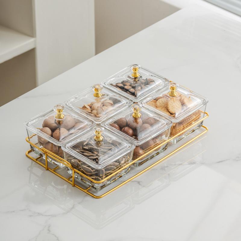 Light Luxury Glass Fruit Plate  Creative Household Living Room Snack Plate  Dried Fruit Snack Plate  Dessert Plate  Candy Plate  Fruit Plate