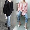 Knit Long Solid Loose [POGCZMKK] Women's Sweater, V-Neck, Sleeve, Pullover, Elegant, Thick, Warm, Color, Fit, Figure-Flattering, Cute, Commuting,