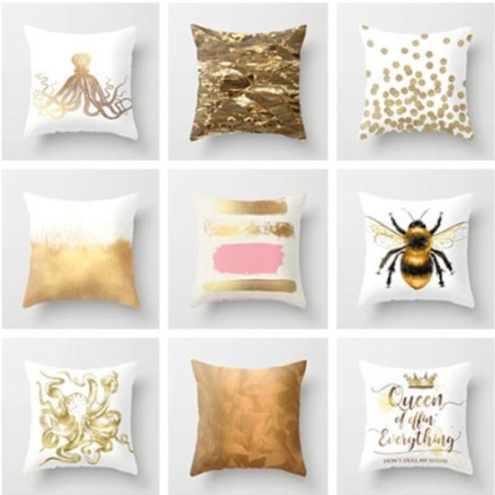 Peach Leather Velvet Yiwu Pillow Creative Home Car Cushion Picture Pillow Case Golden Bee Sofa