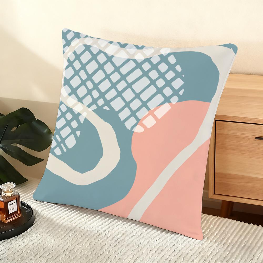 Colorful Geometric Pattern Cushion Cover Soft Short Plush Pillow Cover Smooth Cozy Texture Aesthetic Cushion Case Home Decor