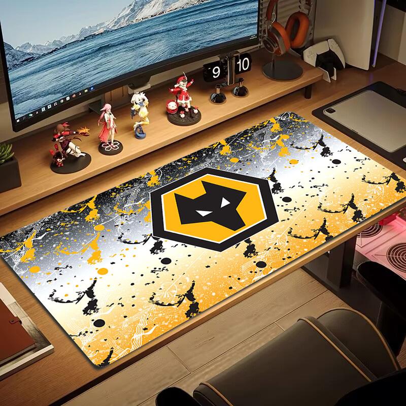 Wolverhampton Wanderers Farb-Mauspad Großes Gaming-Tischkissen Rutschfestes Laptop-Tablet Großes Mauspadd XXL Matte Mini-PC-Spielmatte Mit Verriegeltem Rand