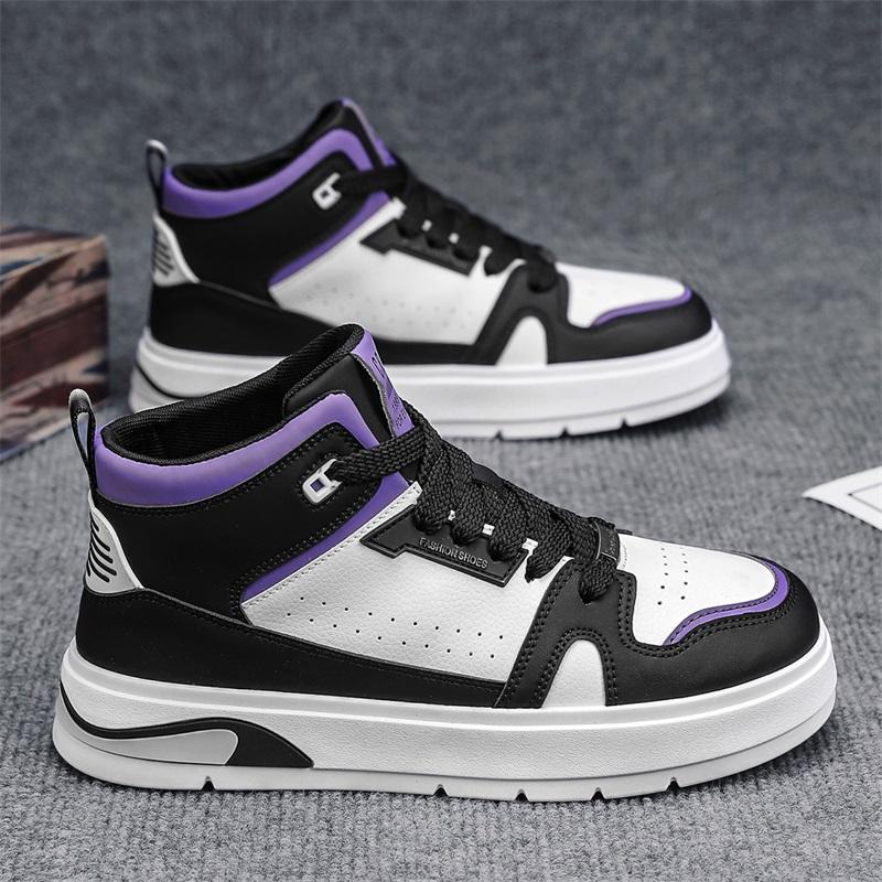 Heightening Height Increase 8cm Split PU Leather Leisure Designer Shoes New High Top Skateboard Shoes Casual Men Sneakers