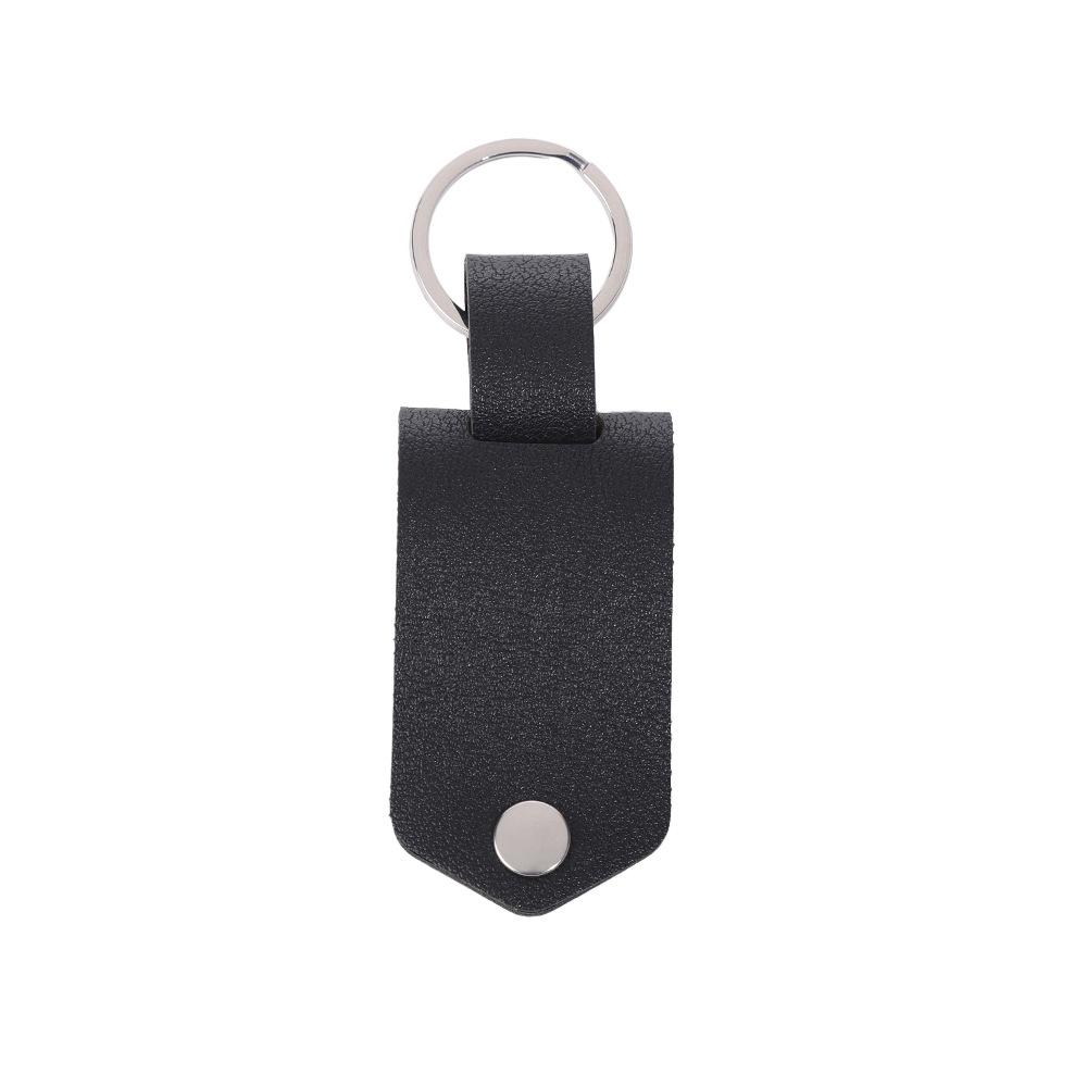 Vintage Leather Keychain with Stainless Steel Pendant