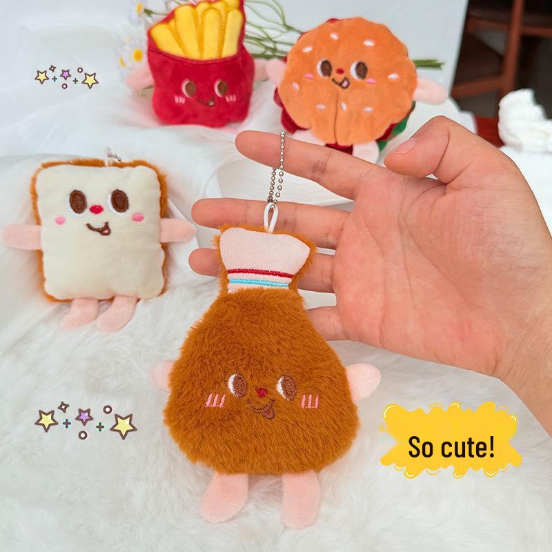 Creative Squeaky Hamburger, Fries & Chicken Leg Keychain Accessories – Street Stall Doll Machine Gifts
