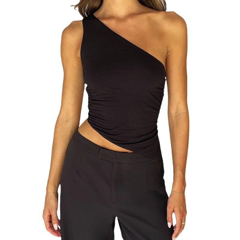 Sexy off Shoulder Lace up Camisole Top Sexy Oblique Shoulder Tied Spaghetti-Strap Small Top