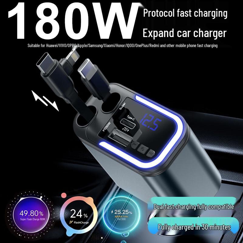 XAYVG 180W Надшвидкий багатофункціональний автомобільний зарядний пристрій