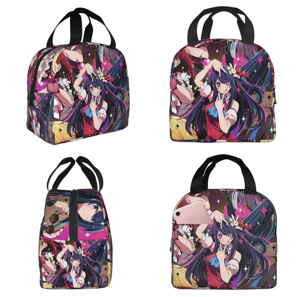 Oshi No Ko Anime Kawaii Insulated Lunch Bag for Women Office Cooler Thermal Food Box Tote Portable Lunch Boxes Container