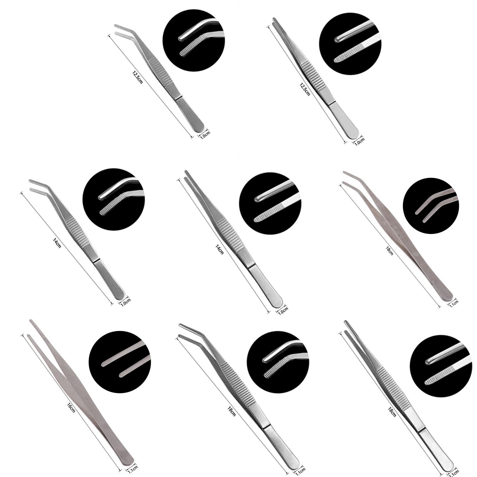 Stainless Steel Tweezers 12.5/14/16/18 for cm Tweezers Non-Slip Straight Tweezer