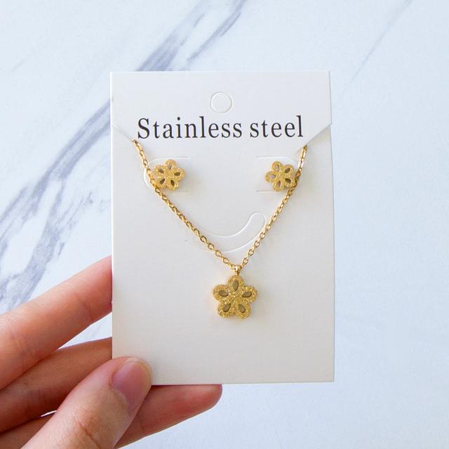 Colier cu pandantiv cu flori, cercei, seturi de bijuterii de nuntă de mireasă, pentru femei, bijuterii de petrecere boho din oțel inoxidabil