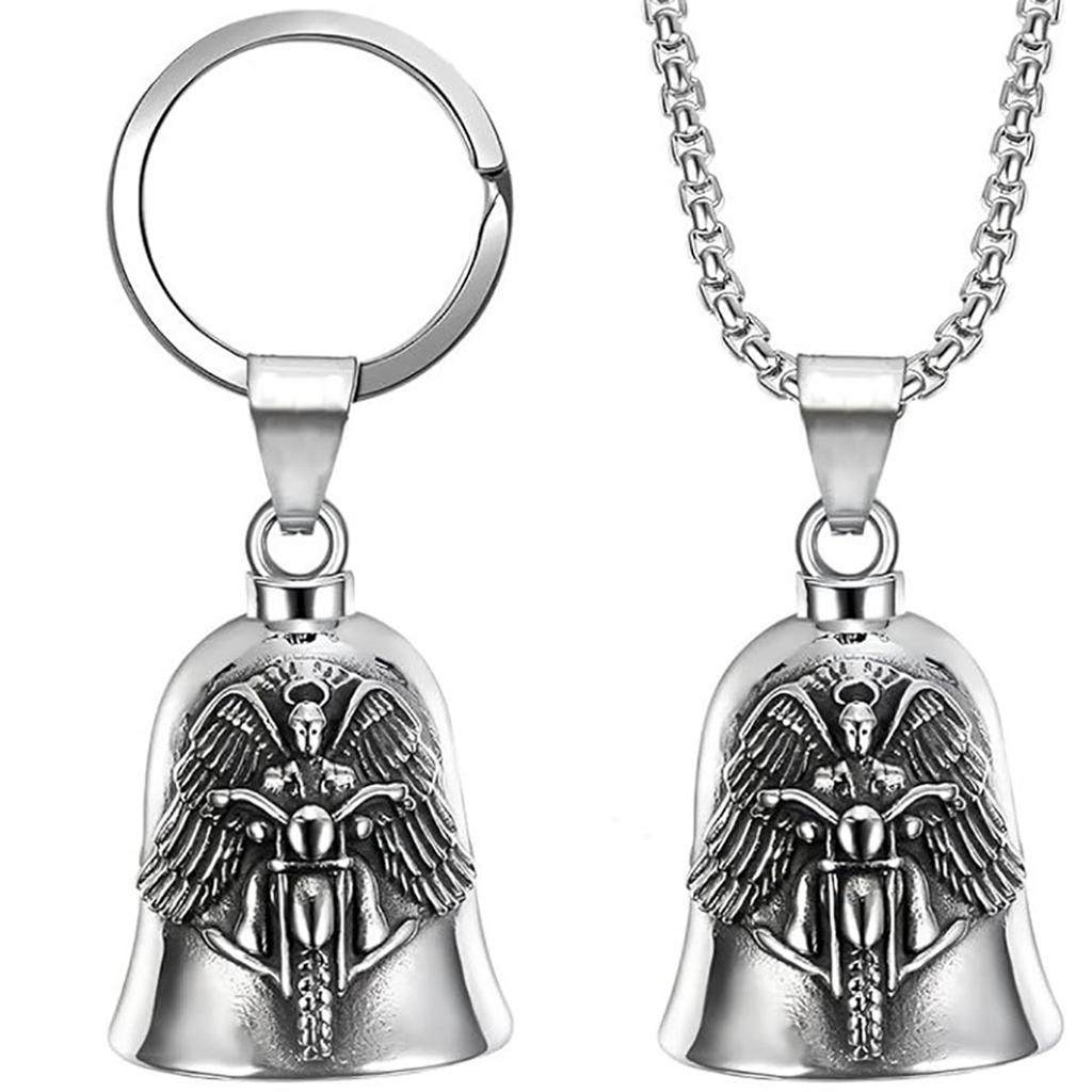 Modischer Engel Flügel Motorrad Klingel Anhänger Schlüsselanhänger Punk Rock Herren Reitparty Amulett Exorzismus Schmuck