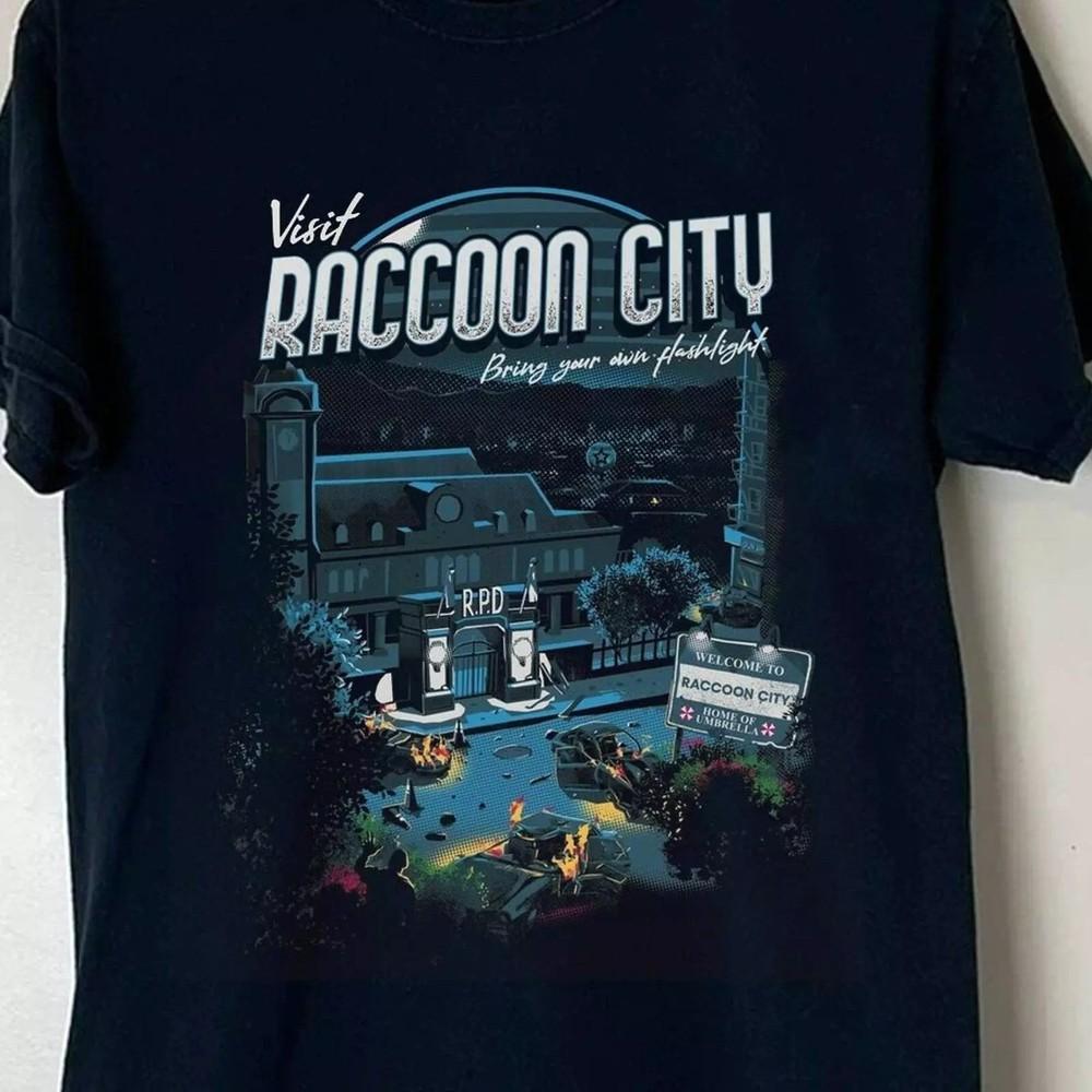

Resident Evil Visit Racoon City T Shirt, Umbrella Corporation shirt, Black Shirt Unisex T-Shirt XXXL