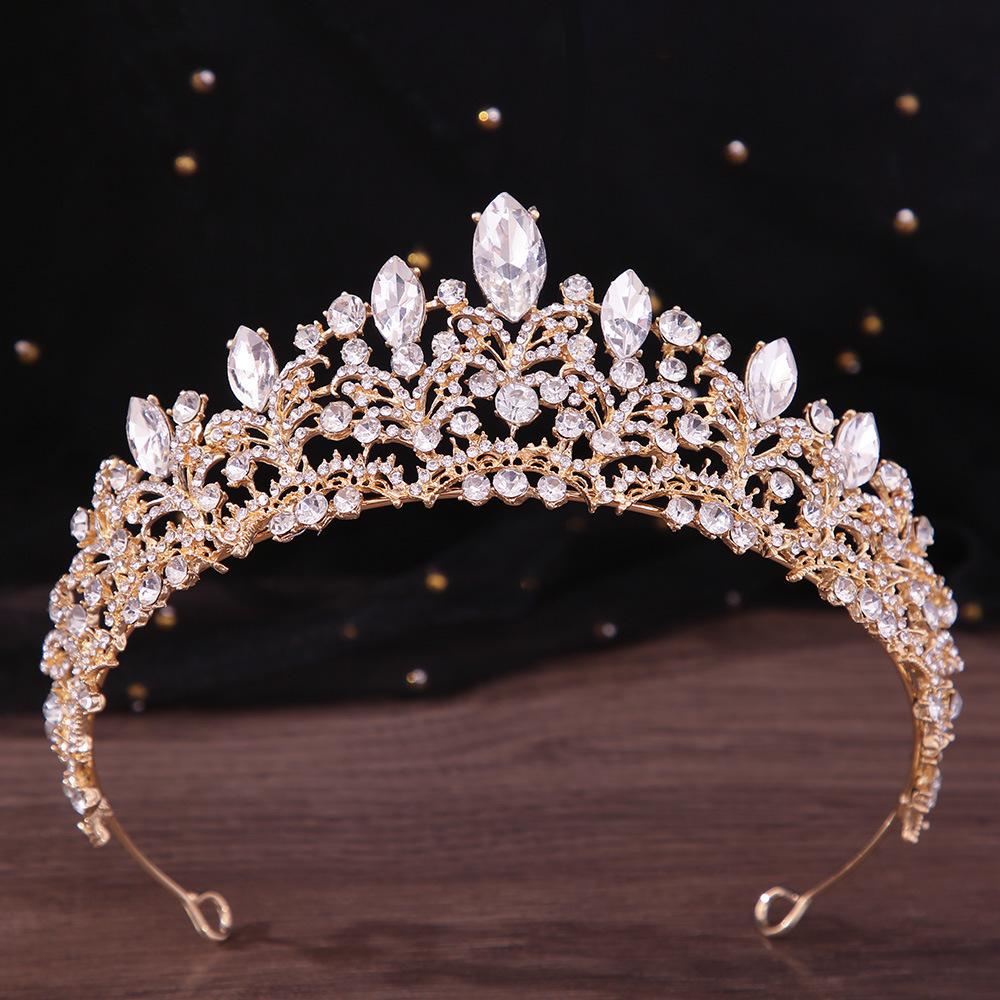 DIEZI Elegant Korean Pink Crystal Crown For Women Girls Wedding Vintage Bride Queen Bridal Tiaras Hair Accessories Headbands
