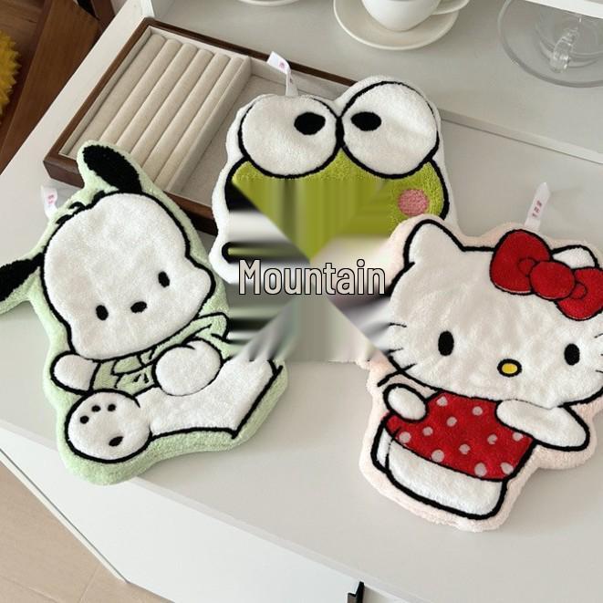 Cartoon Kitchen Hand Towel: Cute KT Cat, Thickened, Absorbent, No-Shed Cloth for Bathroom or Home