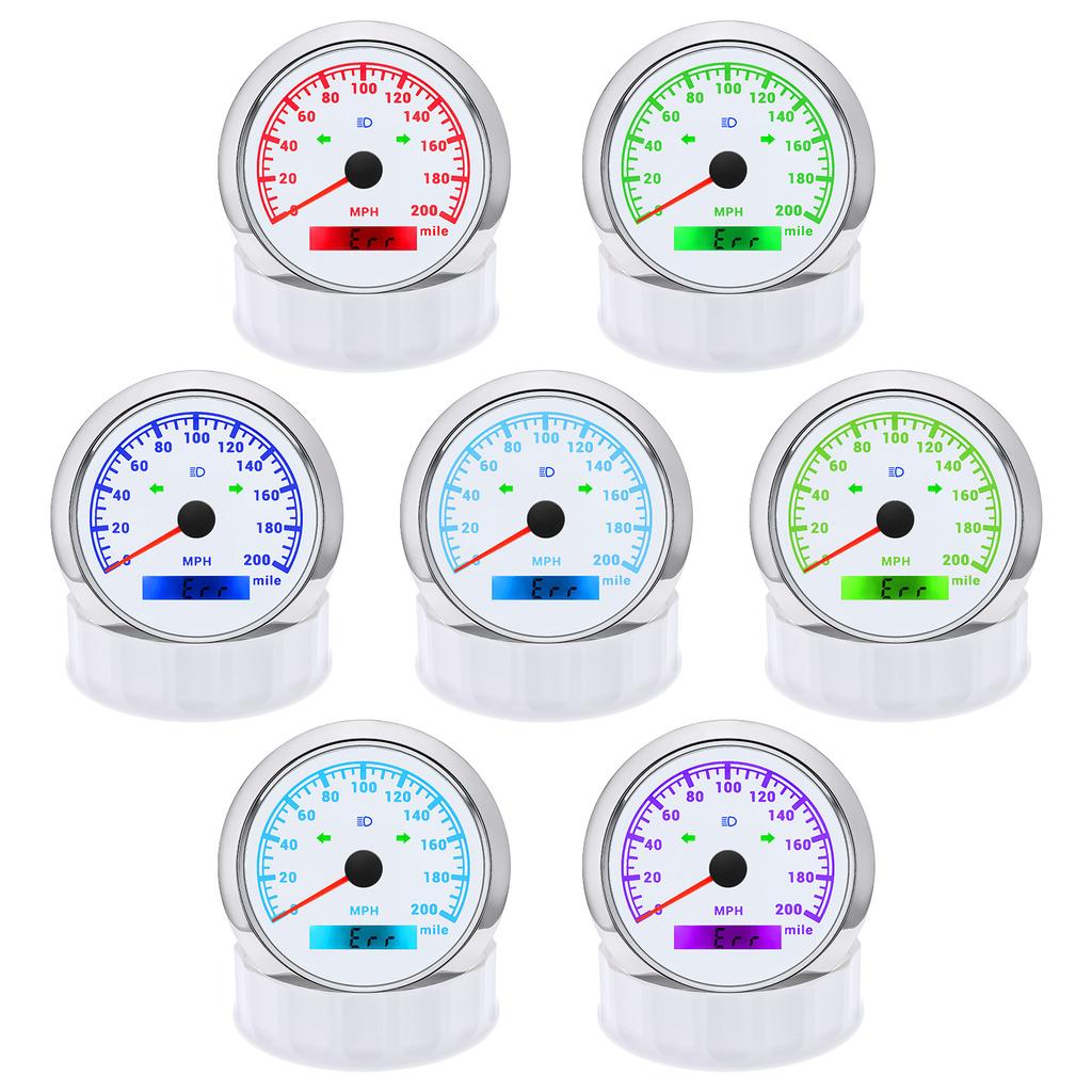 85MM Car Boat GPS Speedometer 0-200MPH Gauge Waterproof Speed Meter With 7 Colors Backlight for Marine Auto Motorcycle 12V/24V