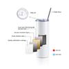 20OZ Sublimation Straight Cup Stainless Steel Tumbler Coffee Mug with Straw Vacuum Flasks DIY Insulated Thermos Water Bottles