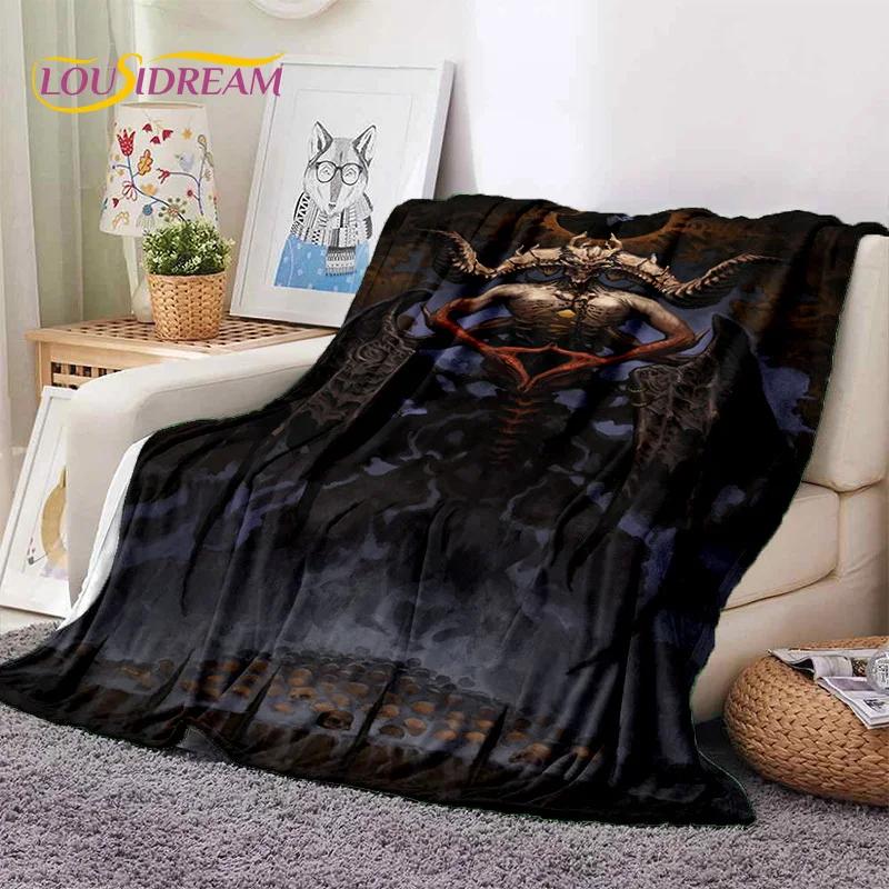Diablo 3D Retro Game Gamer Zachte Flanellen Deken voor Bedden Slaapkamer Bank Picknick, Plaid Deken voor Afdekking Buiten Vrije Tijd Dutje Cadeau