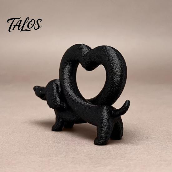 Romantic Anniversary Present 3D Printed Dachshund Heart Ornament, Creative Dog Statue, Cute Desktop Figurine Love Animal for Home Office Decoration