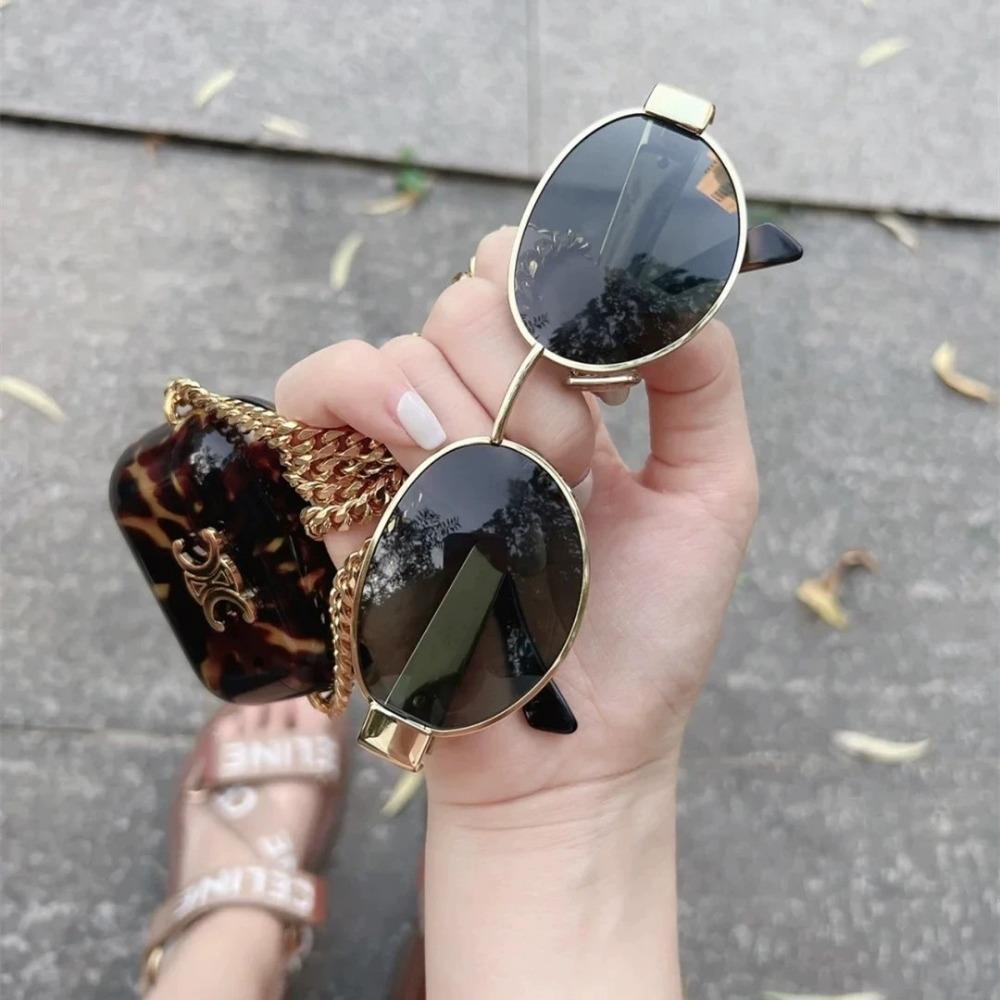 Small Oval Frame Advanced Sunglasses Spicy Girls Street Po Shades Metal Future Style Eyewear