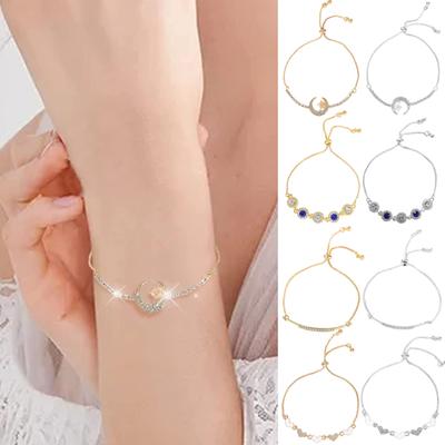 Dámský náramek Srdce Cubic Zirconia Decor Dutý Nastavitelná délka Nerez Lehký střapec Dámské zápěstí