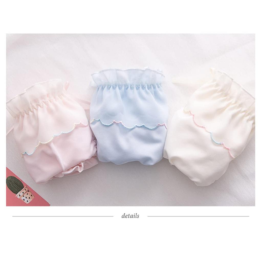 LIUXU Satin Underwear Rayon Student Plus Regular Size and Set, 3-Piece Set, Fabric, Women's Panties, Panties, White, Sizes, Cute, Breathable, (XL,