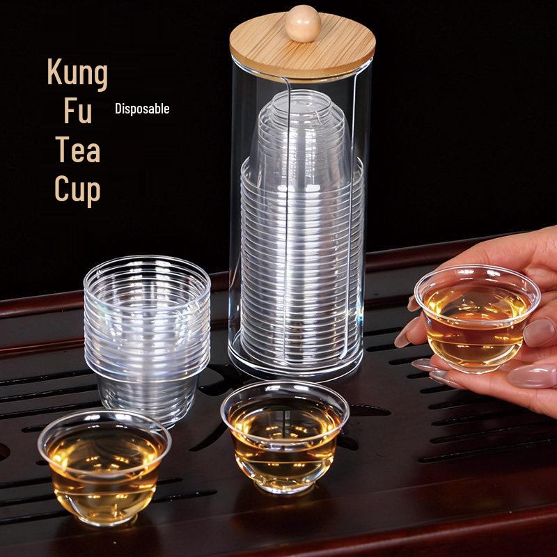 ZISIZ Disposable Transparent Plastic Kung Fu Tea Cup