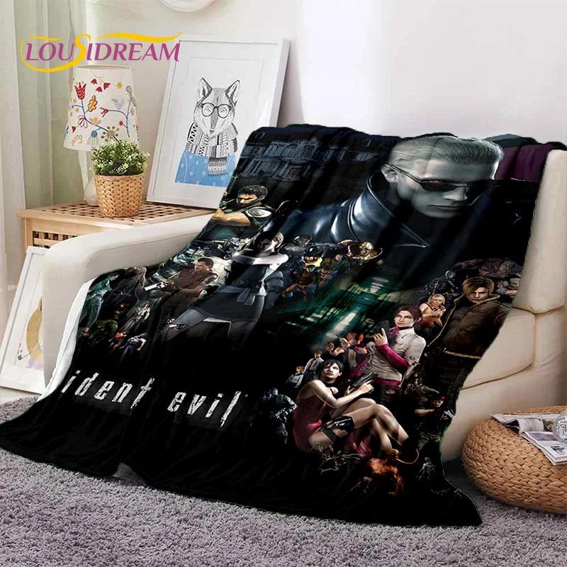 3D Lastest Horro Games R-Resident Evil Soft Flannel Blankets,Throw Blanket Comfortable for Picnic Beds Sofa Home Bedroom Kids
