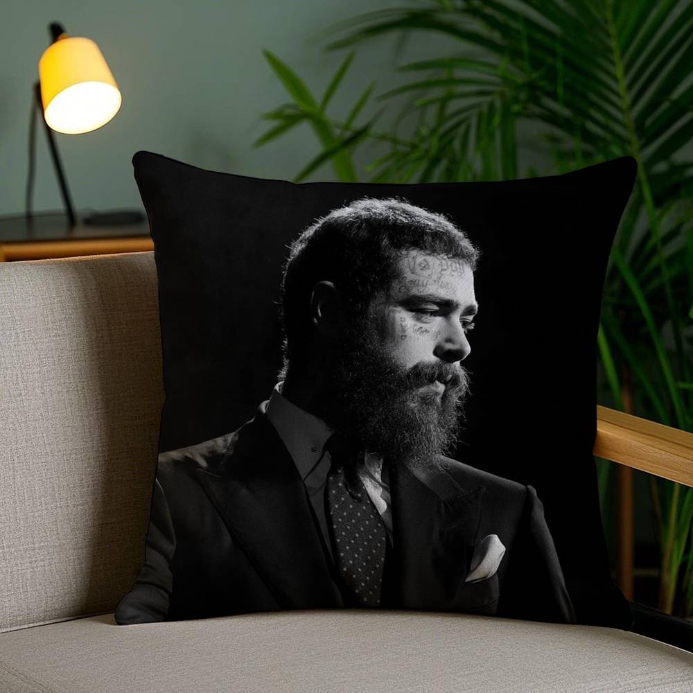 P-Post M-Malone Pillow Case Home Dorm Chair Back Short Plush Double-Sided Printing Office Nap Time Cushion Cover