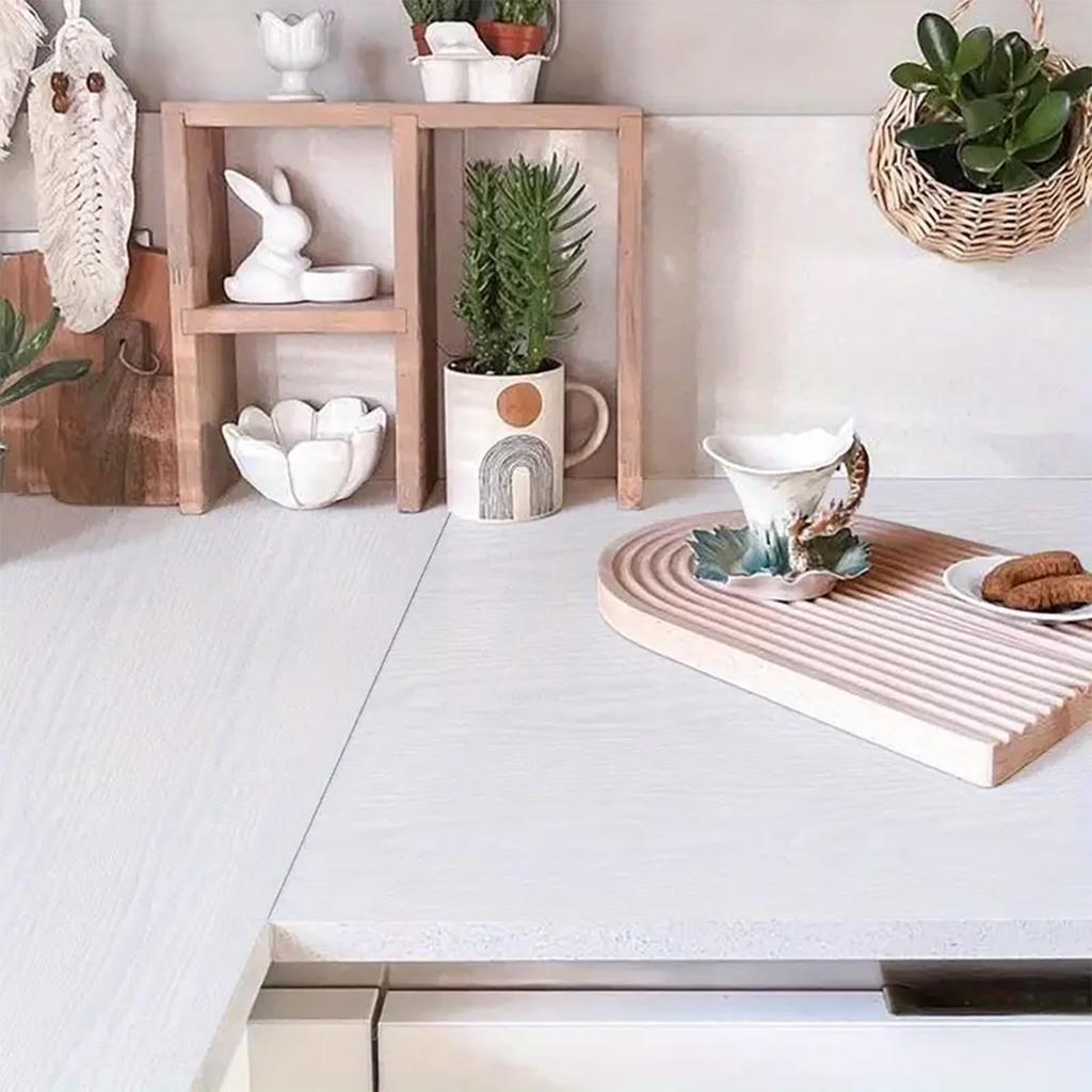 White Wood Grain Adhesive Film - Self-Adhesive Vinyl Wrap for Furniture, Kitchen Cabinets & Countertops - Peel & Stick DIY Home
