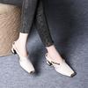 The New Style of Shoes, Square-toed Half-slipper, Women's Middle Heel, Soft Leather, Casual and Lazy Bun