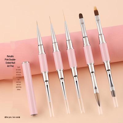 Dual-Ended Nail Art Brush: Liner, Gradient, Flower & Gel Painting Tool with Flat & Round Heads