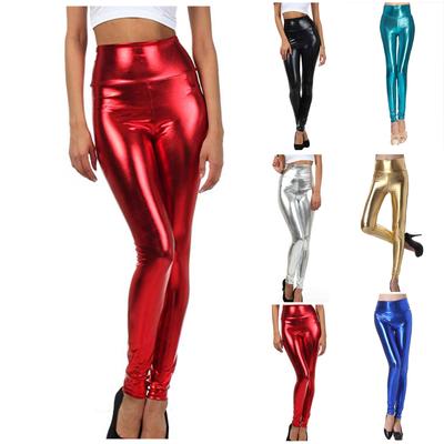 Women Shiny Show Thinness High Waist Stretch Leggings Party Pencil Pants