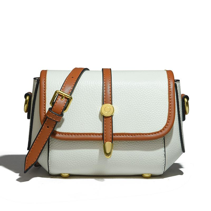 Leather High-End Women'S Bag Trendy Fashion Shoulder Messenger Bag First Layer Cowhide Small Square Bag