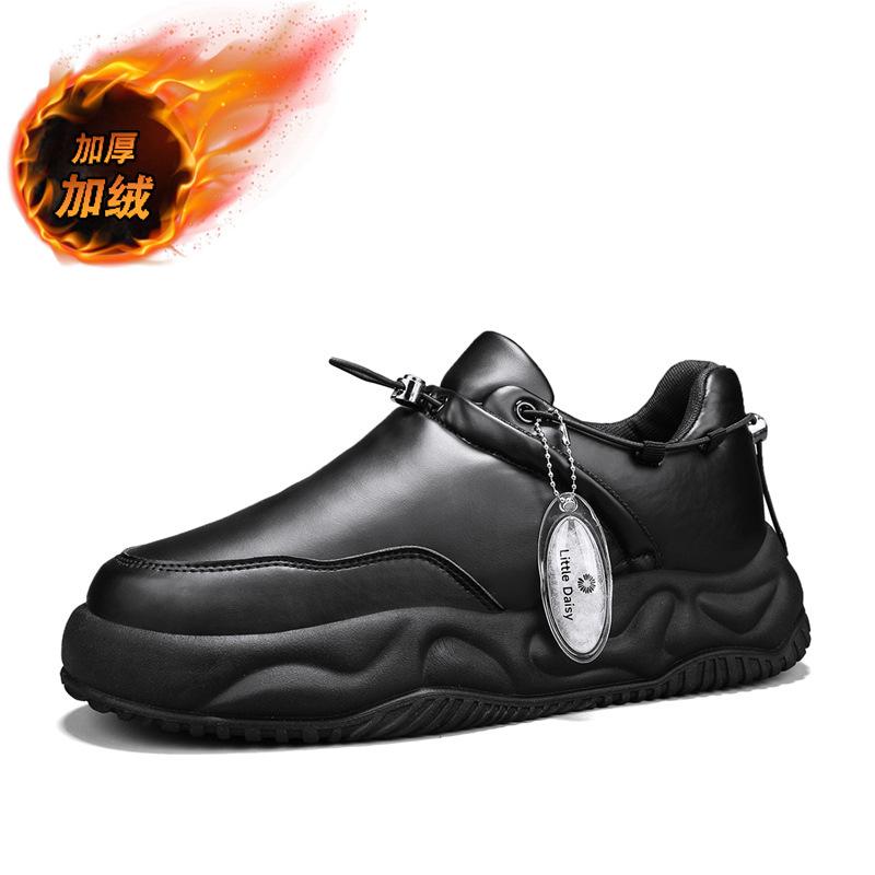 Snow boots men's new winter men's shoes fleece thickened thick sole non-slip and cold integrated low-top cotton shoes men's winter