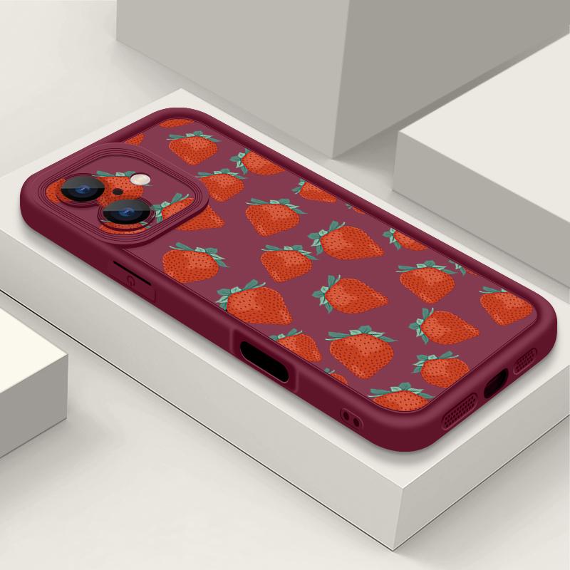 Luxury Fruits Pattern Phone Case For iPhone 16 16e 15 14 13 12 Pro Max Plus 11 Clear TPU Shockproof Cover