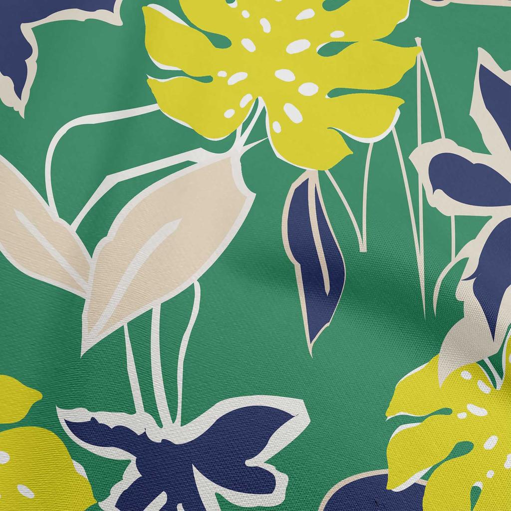 oneOone Cotton Flex Blue Fabric Abstract Tropical Floral Dress Material Fabric Print Fabric By The Yard 40 Inch