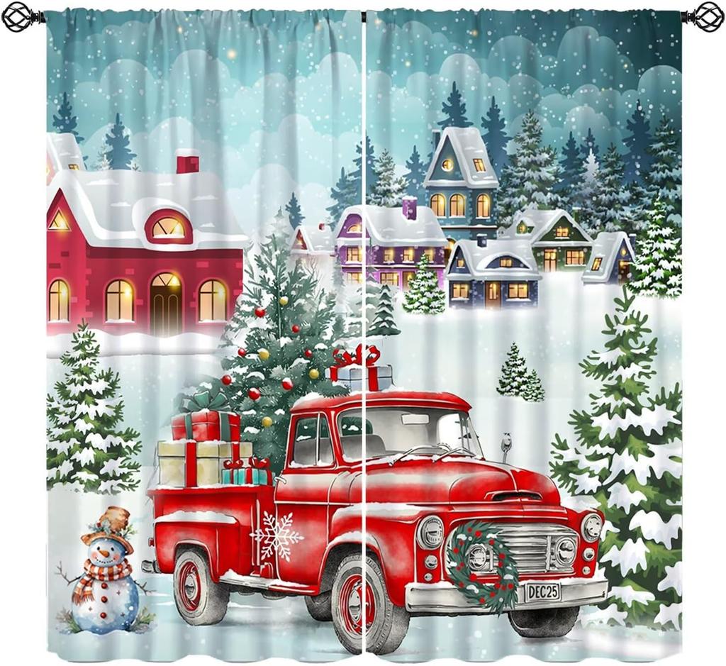 Kids Christmas Nutcracker Curtain Soldier Model Merry Xmas Window Treatments For Bedroom Living Room Snowflakes Winter Reddrapes